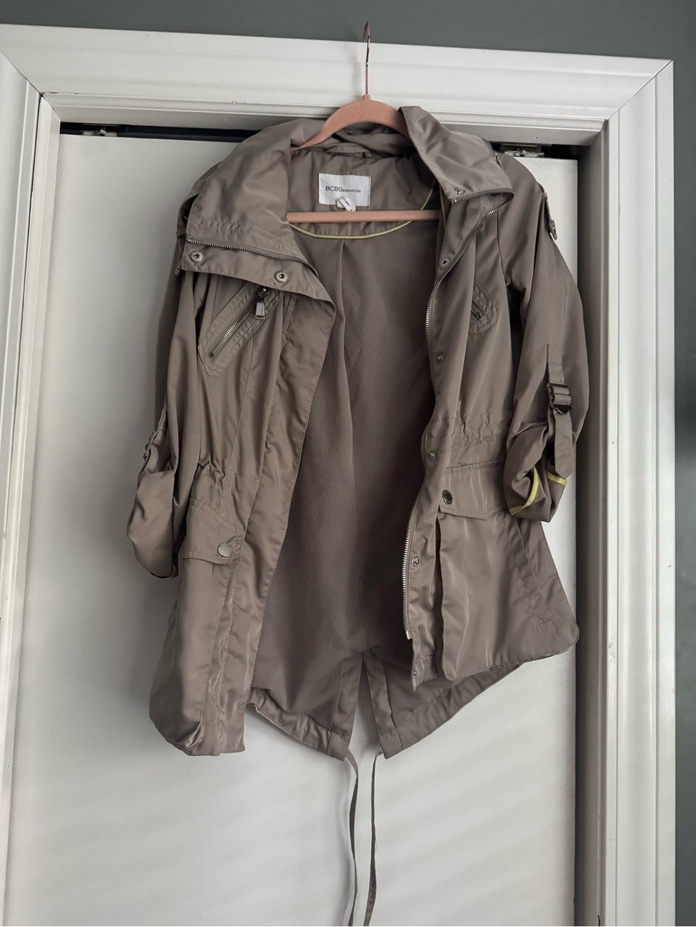 BCBGeneration Taupe Utility Anorak Jacket with Hood